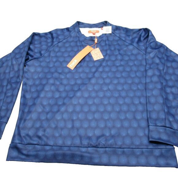 Tallia Sport Sweatshirt Mens XL Blue Circle Print Blue Raglan Pullover‎ NEW - Picture 1 of 8